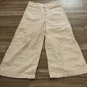 We the Free size 27 Wide-Leg Cream Pants jeans with Button Detail